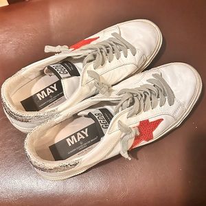 Golden Goose May white leather sneakers.